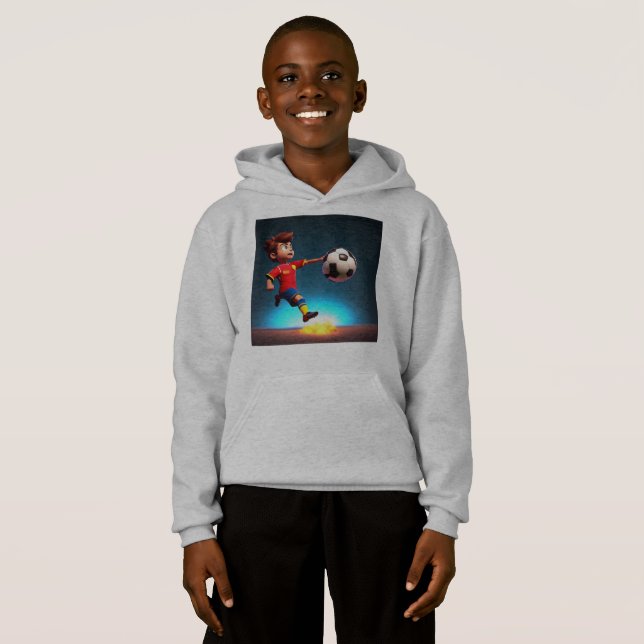 "Goal Bound: The Animated Boy's Perfect Kick" Hoodie (Vorne ganz)