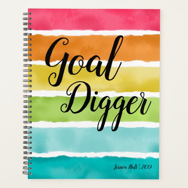 Goal Digger farbenfroher Wasserfarbenplaner Planer (Vorderseite)