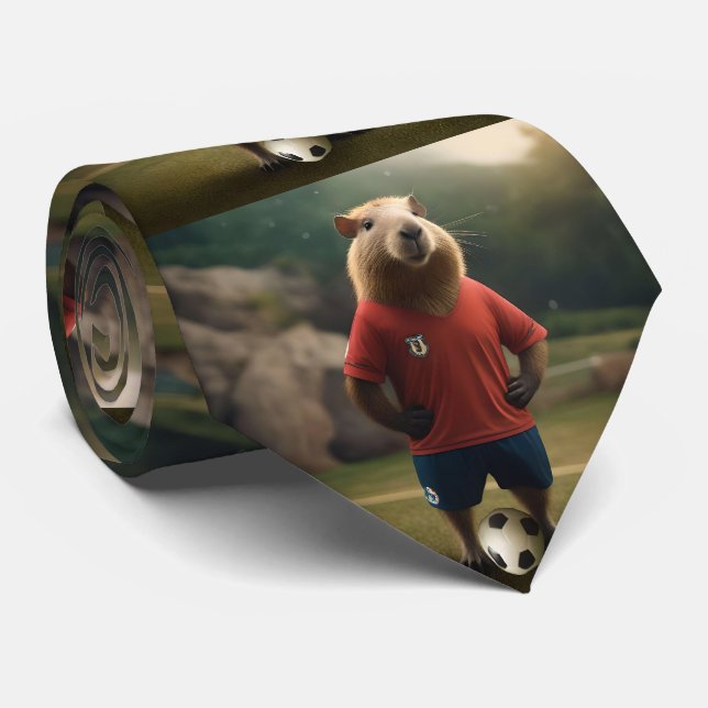 "Goal Getter: Der Fußballstar Capybara" Krawatte (Gerollt)