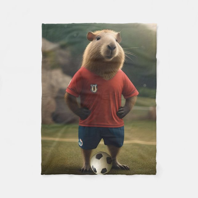 "Goal-Scoring Capybara: Der ultimative Fußballstar Fleecedecke (Vorderseite)