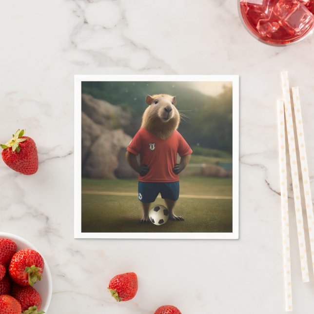"Goal-Scoring Capybara: Der ultimative Fußballstar Serviette (Beispiel)