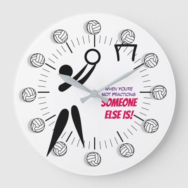 Goal Shooter Clipart Motivational Quote Netball Große Wanduhr (Vorderseite)