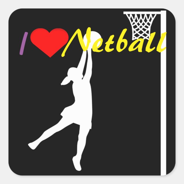 Goal Shooter I Liebe Netball Quadratischer Aufkleber (Vorderseite)