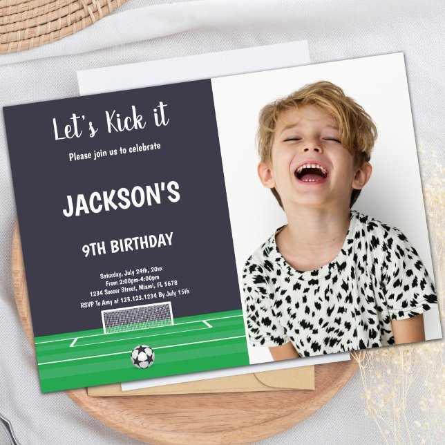Goal Soccer Birthday Einladung mit Foto (Goal Soccer Birthday Invitations with photo)