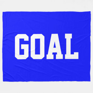 GOAL Sporty Athletic Weißer Text auf Tief-Royalbla Fleecedecke