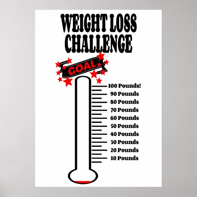 Goal Thermometer 100 Pound Weight Loss Goal Poster (Vorne)