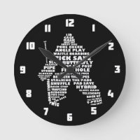 Goalie de hockey sur glace Texte Art Horloge ronde