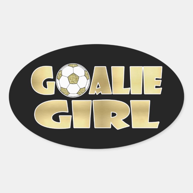 Goalie Girl Gold Ovaler Aufkleber (Vorderseite)