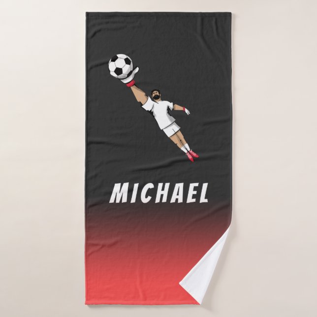 Goalie Goalkeeper Soccer Player Cool Black Kids Badehandtuch (Badehandtuch)