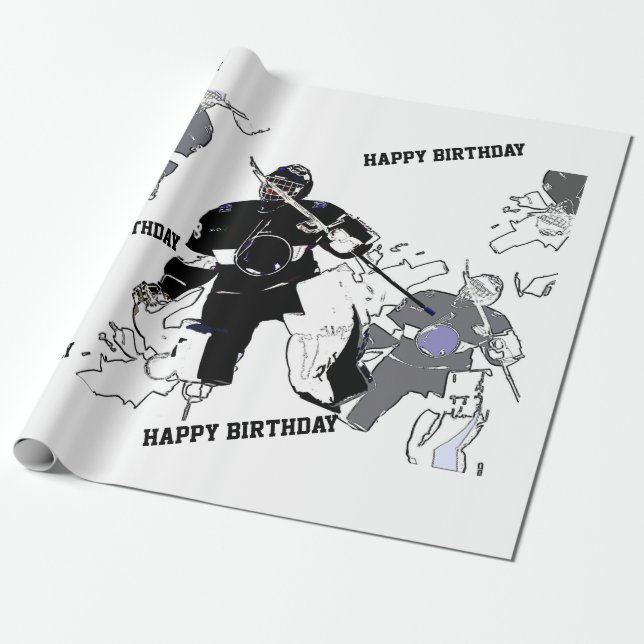 Goalies Rock! - Eishockey-Spieler Geschenkpapier (Ungerollt)