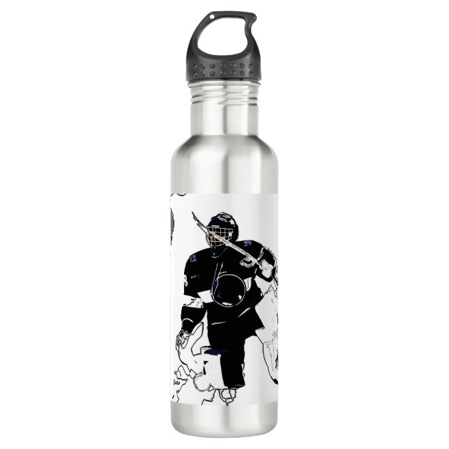 Goalies Rock! Hockey Player Edelstahlflasche (Vorderseite)