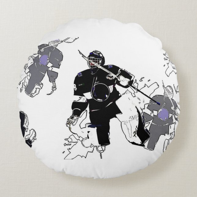 Goalies Rock! Hockey Player Rundes Kissen (Vorderseite)