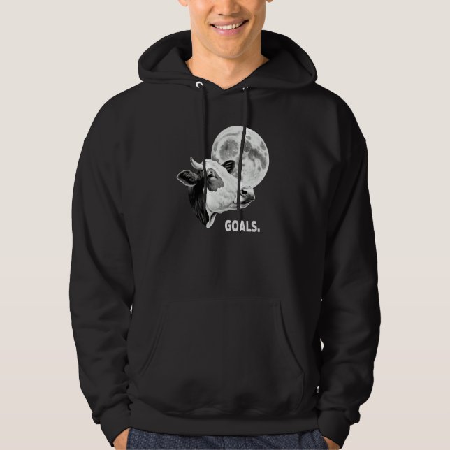 Goals Cow Moon Motivational Quote Inspiration Hoodie (Vorderseite)