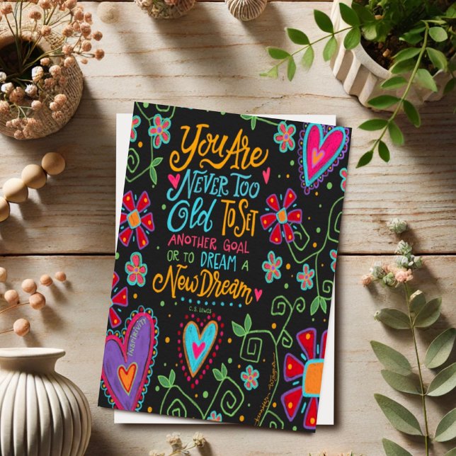 Goals Dreams Hearts Blume Farbenfroh Inspirierend Karte (Von Creator hochgeladen)