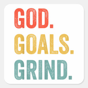 Goals Grind Christlich Workout Fitness Quadratischer Aufkleber