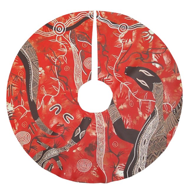 Goanna Dreaming Christmas Tree Skirt Polyester Weihnachtsbaumdecke (Vorderseite)