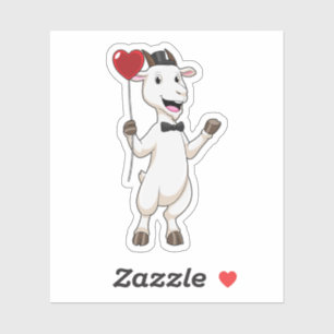 Goat as Groom with Heart Balloon Aufkleber