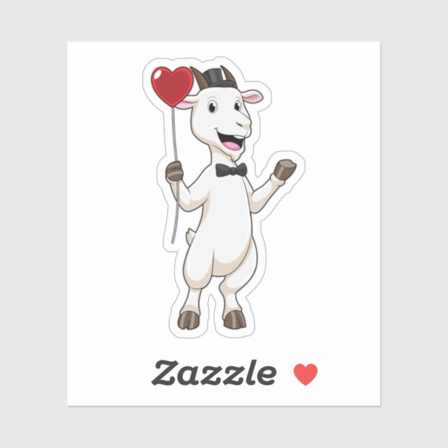 Goat as Groom with Heart Balloon Aufkleber (Blatt)