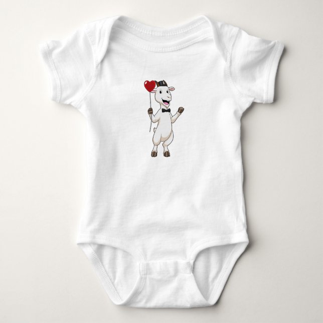 Goat as Groom with Heart Balloon Baby Strampler (Vorderseite)