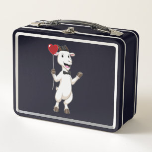 Goat as Groom with Heart Balloon Metall Brotdose