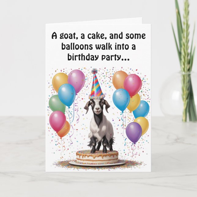 Goat Birthday Surprise - Funny & Witty Karte (Vorderseite)