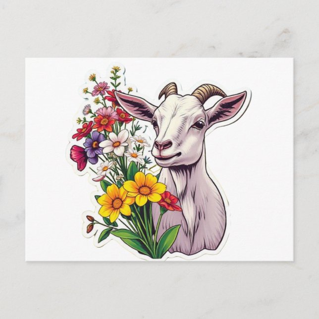 Goat Bouquet Post Card Postkarte (Vorderseite)