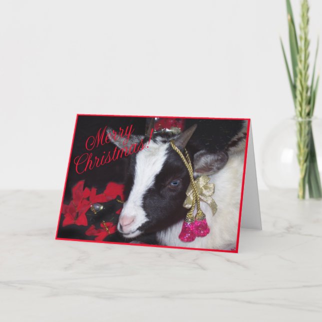 Goat Christmas Card Rufus Feiertagskarte (Vorderseite)