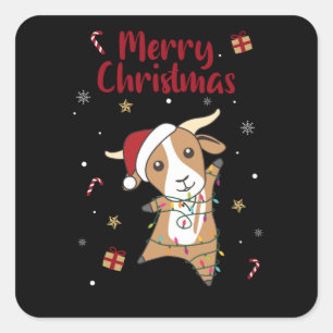 Goat Christmas Goats Winter Animals Quadratischer Aufkleber