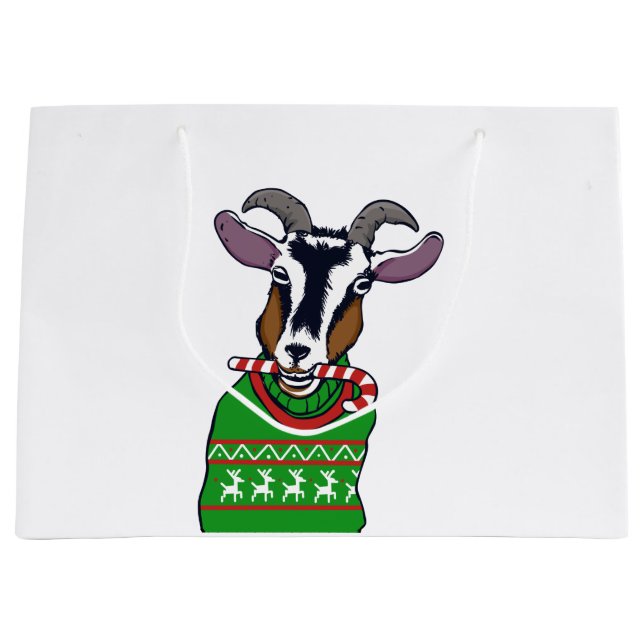 Goat Christmas Sweater Große Geschenktüte (Vorderseite)