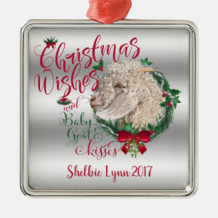 GOAT   Christmas Wishes Baby Goat Kisses Angora Silbernes Ornament