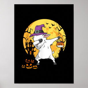 Goat Dabbing Hexe Pumpkin Funny Hund Halloween Poster