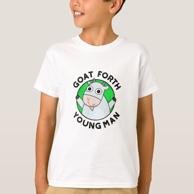 Goat Forth Young Man Funny Animal Pub T-Shirt (Vorderseite)