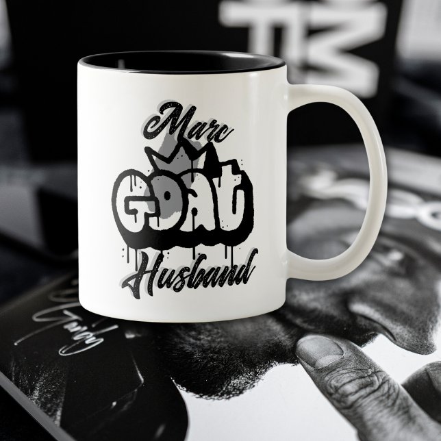 GOAT Husband Graffiti Style Zweifarbige Tasse (Von Creator hochgeladen)