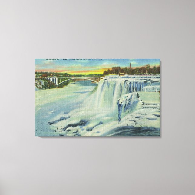 Goat Island View American Falls im Winter Leinwanddruck (Vorderseite)