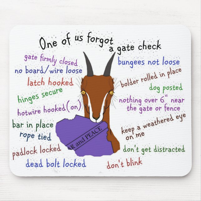 goat, lamancha, escape trouble mousepad (Vorne)