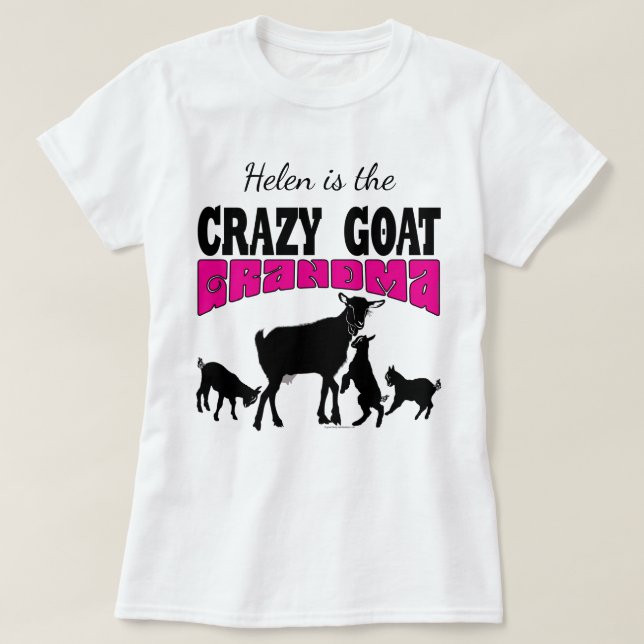 GOAT Lover | Personalisiert Crazy Goat Oma T-Shirt (Design vorne)