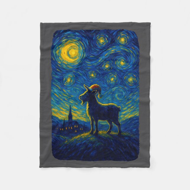 Goat Lover Santa Hat Christmas Starry Cute Night V Fleecedecke (Vorderseite)