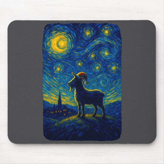 Goat Lover Santa Hat Christmas Starry Cute Night V Mousepad (Vorne)