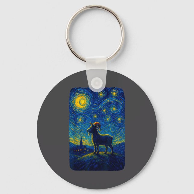 Goat Lover Santa Hat Christmas Starry Cute Night V Schlüsselanhänger (Vorderseite)