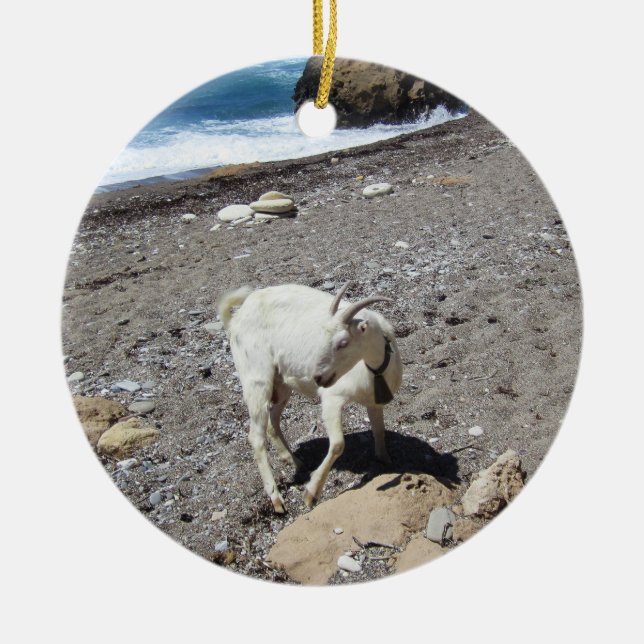 Goat on the Beach Keramik Ornament (Vorne)