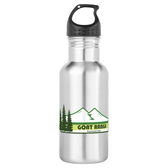 Goat Range Provincial Park Grüne Streifen Edelstahlflasche (Vorderseite)