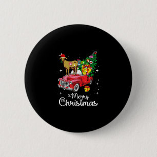 Goat Rides Red Car Weihnachten Button