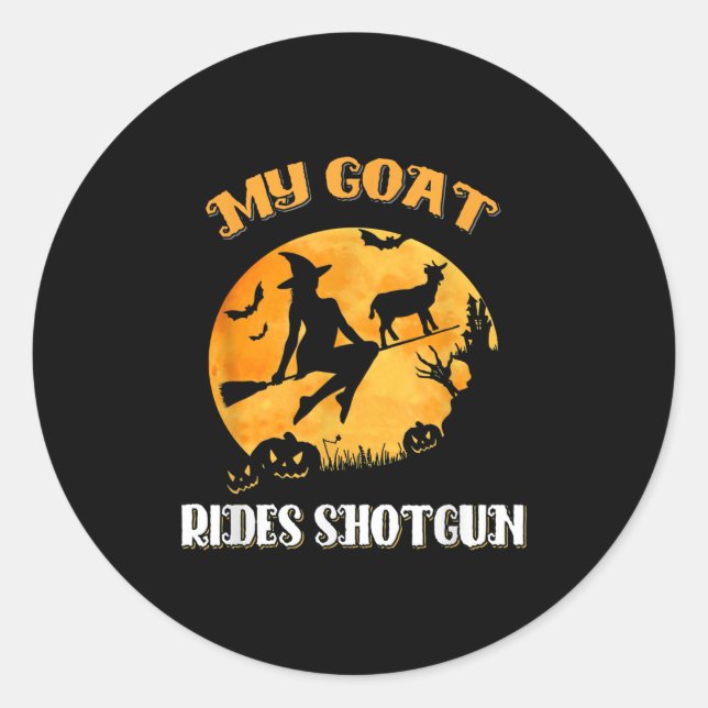 Goat Shotgun Beängstigend Halloween Runder Aufkleber (Vorderseite)