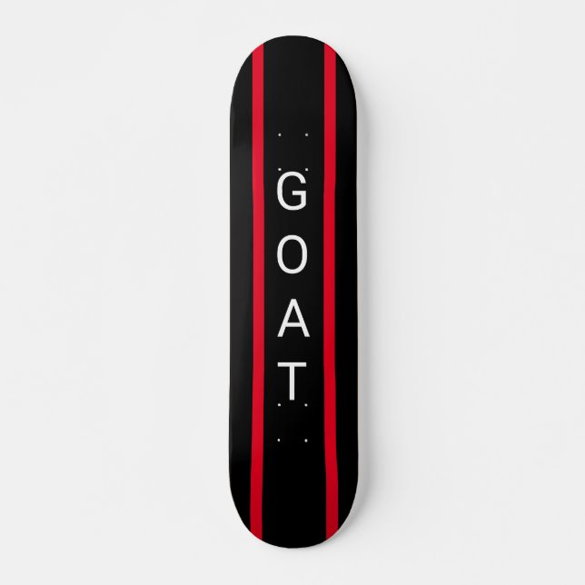 "GOAT" Skateboard, black and red, customizable Skateboard (Vorne)