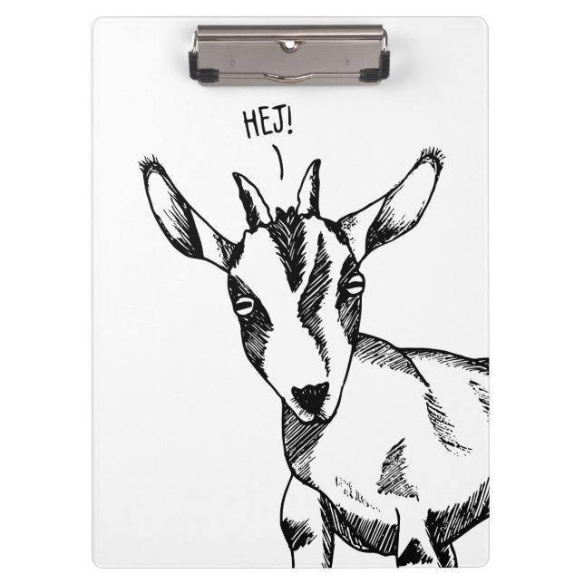 Goat Sketch Sprichwort "Hej!" Klemmbrett (Vorderseite)