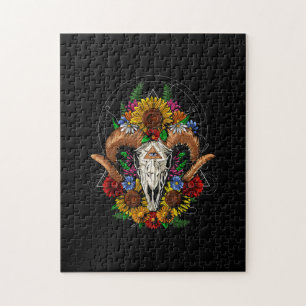 Goat Skull Psychedelic Sunblumen