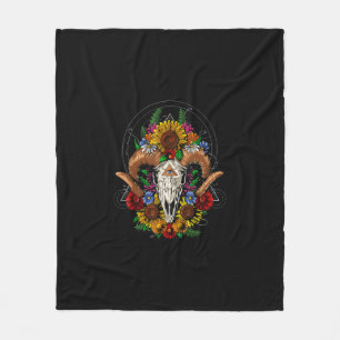Goat Skull Psychedelic Sunblumen Fleecedecke