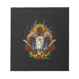 Goat Skull Psychedelic Sunblumen Notizblock