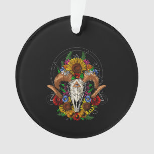 Goat Skull Psychedelic Sunblumen Ornament