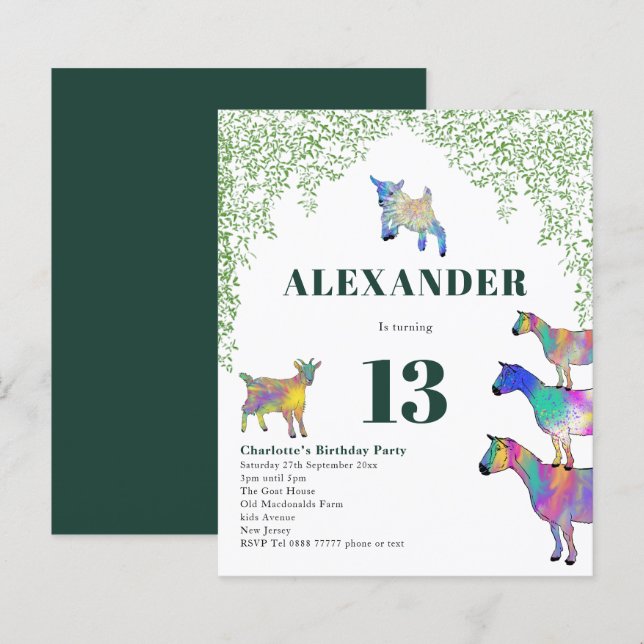 Goat Themed Birthday Party Green (Vorne/Hinten)